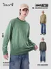 TILANI Ropa para Hombre Estilo Tierra Agotada Serie Vintage Vieja 280 Color Frito Lavado Camiseta de Manga Larga Cuello Redondo Camiseta Básica para Hombre y Mujer