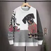 Suéter Masculino Outono e Inverno Transfronteiriço Gola Redonda Moda Novo Pulôver Estampado de Gato Digital 3D Jaqueta Casual Masculina