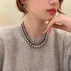 Collar de Perlas de Color Champán Popular para Mujer, Collar de Lujo Ligero y de Alta Gama, Cadena para Suéter, Joyería de Diseño Nicho, Venta al por Mayor y Exquisito