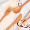 Cuchara de postre de madera de haya estilo japonés, tenedor de fruta, registro, mango largo, cuchara mezcladora, madera maciza, cuchara de sopa, palillos de madera, juego de cuchillo y tenedor