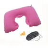 Suministro Directo de Fábrica almohada de flocado rojo juego de tres piezas máscara para ojos de sombreado para viajes almohada inflable en forma de U almohada cervical