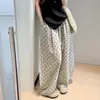Pantalones de Lino con Lunares Estilo Coreano para Mujer, Pantalones de Pierna Ancha Finos de Seda de Hielo para Verano, Cintura Alta, Caída Suelta, Estilo Holgado y Relajado