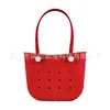 Bolsa de praia em EVA, estilo europeu e americano, adequada para férias na piscina, bolsa perfurada para mulheres, bolsa de mão de verão, bolsa tote prática de grande capacidade