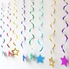 Decoração de Aniversário Tema Azul Suprimentos Penduricalhos Espirais de PVC Estrela de Cinco Pontas Recortada Arte com Café Decoração de Local de Festival