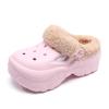 Zuecos de Otoño e Invierno para Mujer con Forro de Felpa, Pantuflas de Algodón Gruesas y Cálidas, Zapatos de Algodón de Punta Cerrada para Exterior con Suela Gruesa Antideslizante de Eva que Aumentan la Altura al por Mayor