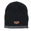 Gorro de punto grueso con forro polar para hombre, para otoño e invierno, para deportes al aire libre, cálido, de lana, con letras coreanas NC