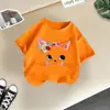 Camiseta Infantil Transfronteiriça Manga Curta Algodão 2026 Nova Estilosa Top de Verão para Meninas Estampa de Desenho Animado Roupas Infantis Tendência de Comércio Exterior