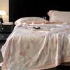 Juego de edredón de verano de cuatro piezas de Tencel 80 de alta gama, lavable a máquina, de seda fría, fresco y sedoso, con aire acondicionado, edredón fino de verano.