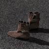 Botas Western Cowboy de Couro Genuíno Estilo Francês Design de Nicho Botas Curtas Camurça Estilo Coreano Moda Outono/Inverno para Mulheres