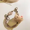 Otoño e Invierno Felpa marrón Gato KT Colgante Adornos Cadena de Cuentas Universal Funda para Teléfono Móvil Resistente a Caídas Correa para Teléfono Móvil Llavero