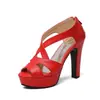 Sandalias de tacón peep-toe de verano, suministro transfronterizo de comercio exterior, zapatos para mujer talla grande 33-40