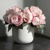Buquê de peônias artificiais de 6 peças para decoração de cena, flores de peônia de alta qualidade para casamentos, flores artificiais