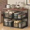 Organizador de escritorio con cajones, estante de almacenamiento multifuncional para papelería, suministros de oficina y colocación de impresora