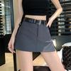 Hot Girl Suit Saia Feminina Primavera 2024 Nova Cintura Alta Emagrecimento College Style A- linha cinza Hip Short Saia