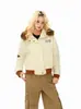Chaqueta de Algodón con Capucha Gruesa de Bloques de Color Estilo Retro Americano para Hombres y Mujeres, Abrigo Corto de Algodón Grueso Cálido Fresco de Corte Holgado de Invierno