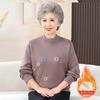 Roupas de Inverno para Mãe Gola Alta com Forro de Lã Suéter Espesso Roupas Quentes Internas para Mulheres de Meia-idade e Idosos Camiseta Básica