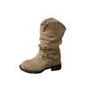 Botas Martin con Hebilla Retro para Mujer 2026 Nuevo Otoño Versátiles Aumentadoras de Altura Interior Tacón Grueso Occidental Botines Apilados de Media Pantorrilla