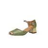 Sandalias elegantes con costuras de estilo nacional bordadas en la puntera, sandalias de tacón medio grueso 32-43 Suministro de comercio exterior del deseo de Amazon