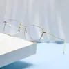 Estilo Coreano Moda Tendência Liso Quadrado Novo Armação de Óculos Luz Azul Anti Metal Doce Fresco Armação de Óculos