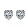 Pendientes de Botón Imitación Moissanita de Moda para Mujer, Pendientes de Plata de Ley S925 con Zirconia en Forma de Corazón, Seis Garras, Estilo Ins