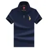 Camisa Polo de Manga Corta para Hombre, Color Sólido de Verano, Cuello con Solapa, Bordado Grande de Espuela, Transpirable, Casual de Negocios, Multicolor, Ropa para Hombre, Camiseta