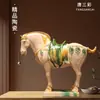 Caballo Tang Sancai Caballo de Cerámica Año del Caballo Adorno Regalo Nacional Artesanía de Caballo Regalo Decoración de Sala de Estar Adorno para el Hogar Seis Caballos