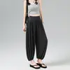 Pantalones grises plisados para mujer, nuevo estilo 2026, de cintura alta, fluidos, pierna ancha, ajustados, estilo linterna, pantalones casuales de Tencel, adecuados para figuras petite