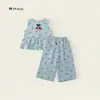 Conjunto Jeans Feminino 2025 Verão Novo Infantil Estilo Coreano Top Sem Mangas e Calça Flare Conjunto de Duas Peças Dropshipping