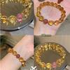 Pulseira de Cristal Citrino Amarelo Torre Natural Imitação Estilo Templo para Mulheres Pulseira de Cristal Morango de Luxo Leve Nicho Rico para Mulheres