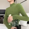 Suéter básico de punto de lana para mujer, cuello alto medio sin costuras, 2026, cachemir, otoño e invierno, sencillo, ajuste ceñido, versátil