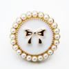 Botões Redondos de Metal Borboleta Pérola com Strass, Botões de Metal Estilo Chanel para Jaquetas, Camisas, Casacos e Sobretudos