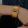 Pulsera Ancha de Acero Inoxidable con Patrón de Panal Personalizado e Incrustaciones de Circonita, Chapada en Oro de 18 Quilates Real, Conjunto de Pulseras de Estilo Moda Europeo y Americano