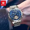 Venta al por mayor del fabricante Marca Oulishi Calendario Perpetuo Reloj Mecánico Multifunción Completamente Automático Resistente al Agua Reloj para Hombre Reloj para Hombre