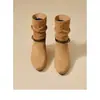 Botas Cortas de Vaquero Botines Botas Hermosas de Otoño Aumentan la Altura Hebilla Retro Rad 2026 Arrugas Apiladas Botas de Tacón Grueso Mujer