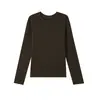 Camisa Base de Acetato de Tencel y Lana para Mujer en Otoño e Invierno, Top de Cuello Redondo, Se Puede Usar como Capa Exterior, Camiseta Básica de Manga Larga 8016