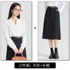 Camisa de Gasa Elegante de Manga Larga Azul, Estilo Nuevo de Primavera y Otoño, Corte Ajustado, para Viajar, Entrevistas, Ropa de Trabajo, Profesional, para Mujer