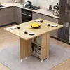 Mesa de comedor plegable para uso doméstico en apartamentos pequeños, simple, multifuncional, móvil con ruedas, adecuada para propiedades de alquiler, mesa de comedor pequeña rectangular