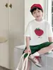 Camiseta de Verão Tongku 2026 para Meninos, Estampa de Frutas Dopamina, para Crianças Maiores, Gola Redonda, Leve, Manga Curta