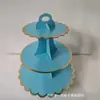 Soporte para Pastel de Tres Niveles con Encaje Estampado en Caliente Personalizado por el Fabricante Tema Fiesta de Cumpleaños Postre Bocadillo Té de la Tarde Bandeja de Papel