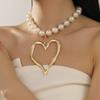 Collar de perlas de amor grande, hueco, irregular, con personalidad exagerada de Europa y Estados Unidos, cadena de clavícula creativa para mujeres, joyería transfronteriza al por mayor