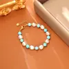Pulsera de Cuentas de Plata con Turquesa Azul Natural, Joyería Fresca, Dulce, Elegante y con Estilo con un Toque de Lujo, Cadena para Suéter para Mujer