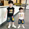 Conjunto de Chaleco de Verano para Niños, Elegante Conjunto de Dos Piezas con Shorts de Mezclilla para Niños Pequeños, Nueva Moda 2026 Ropa Infantil