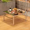 Mesa de aço inoxidável, mesa para hot pot, mesa para fogão de indução, mesa para churrasco, mesa dobrável, mesinha quadrada, mesa redonda para armazenamento