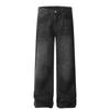 Fx068 Jeans de Alta Gama Lavados en Negro Retro Tendencia Unisex de Calle Alta para Hombre de Pierna Recta Holgada