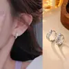 Pendientes de Hoja Brotante Estilo Campestre Yixuan Pendientes de Aro de Hoja de Bambú para Mujer Sensación Fresca de Verano Pinzas para Orejas de Cristal de Hielo con Circonita