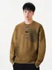 Ropa para Hombre Fengshe / Sudadera Holgada de Cuello Redondo para Hombre, Estilo Americano, Otoño/Invierno, Estampado Degradado Lavado, Top de Manga Larga con Etiqueta para Hombre