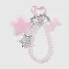 Nuevo Ins Creativo Lindo Dulce Exquisito Cristal de Imitación con Perlas Acrílico Estrella Corazón Guitarra Llavero DIY