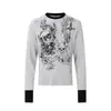 T1361 High Street Estilo Americano Unisex Vintage Diseño de Estampado de Calavera Camiseta de Manga Larga Ajustada Streetwear para Hombre
