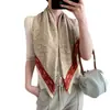 Bufanda cuadrada grande de seda de 90 cm, estampado versátil, chal con temperamento, venta al por mayor, bufanda de sarga de seda simple y moderna para mujer