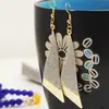 Recolección Transfronteriza de Pendientes Metálicos con Hojas Geométricas Escarchadas, Ganchos para Orejas Creativos Personalizados con Borla de Hoja Redonda Hueca